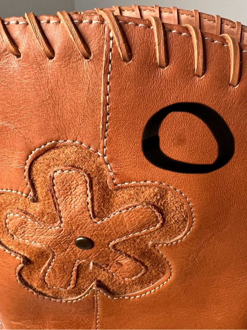 Mia Candida Cowgirl Leather Boots Brown Daisy Embellished Boho Womens Size 10 - Picture 11 of 16
